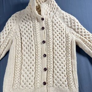 Handmade Cable Knit Aran Cardigan Sweater G0009